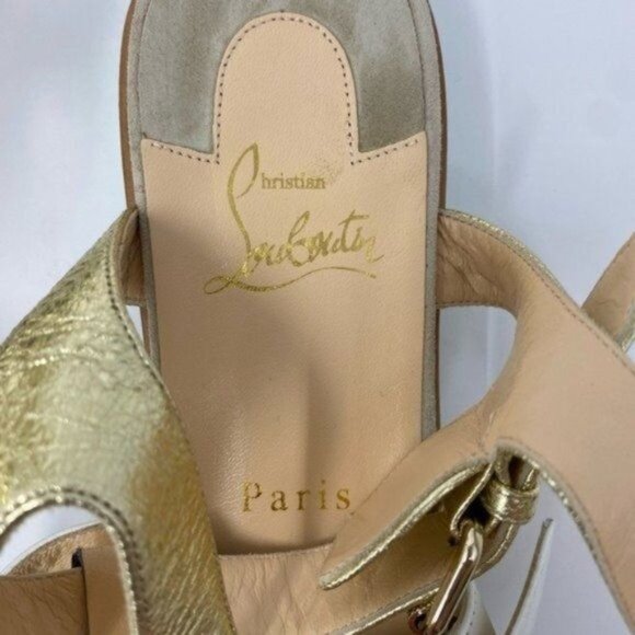 Authentic Christian Louboutin Rock N Buckle Colorblock Leather Gladiator Sandals - Picture 5 of 7